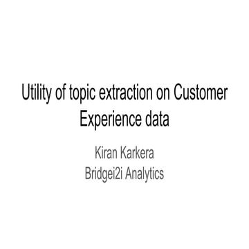 Utility of topic extraction on customer experience data