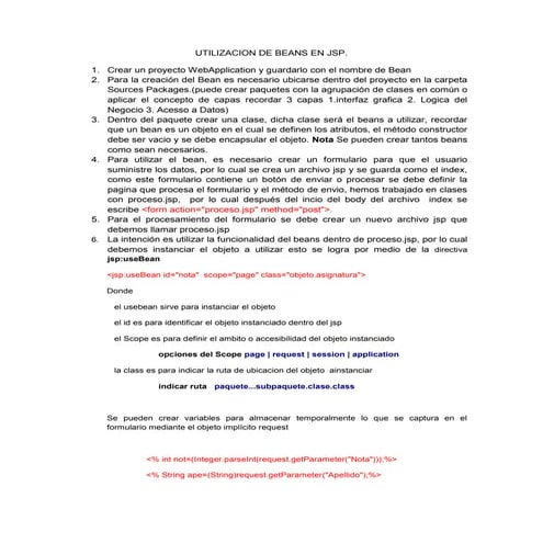 Utilizacion de beans en jsp