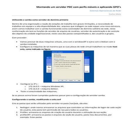 Utilizando o samba como servidor de domínio primário