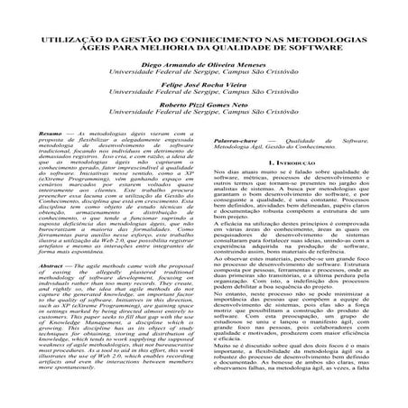 Utilização da Gestão do Conhecimento nas Metodologias Ageis para Melhoria da ...