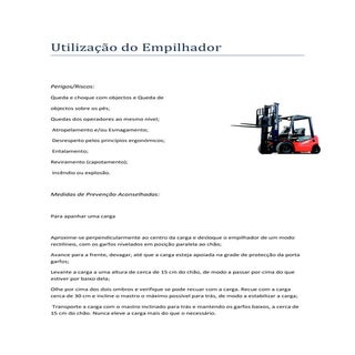 Utilização do empilhador