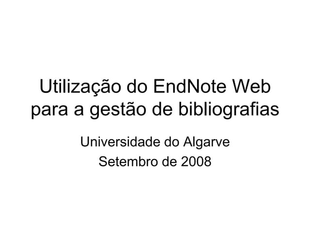 Utilização do end note web