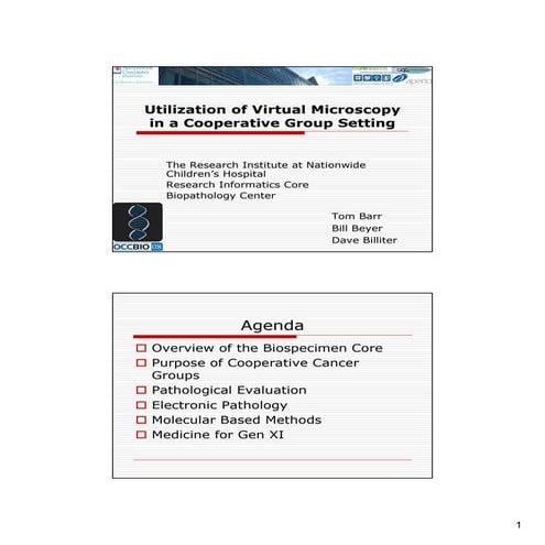 Utilization of virtual microscopy in a cooperative group setting