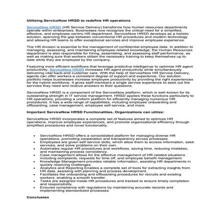 Utilizing ServiceNow HRSD to redefine HR operations.pdf