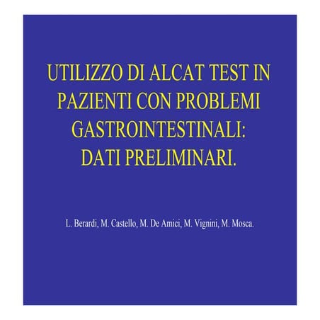 Utilizzo di alcat test in pazienti con problemi gastrointenstinali | PDF