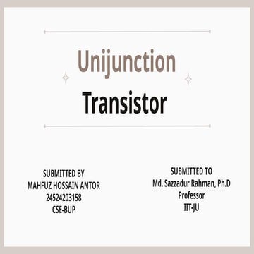 A presentation On ujt using transistor  circuut