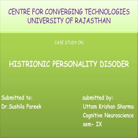 histrionic personality disorder by utm | PPTX