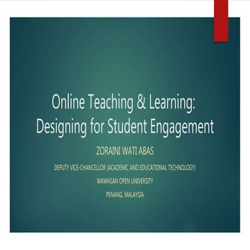 Online Teaching & Learning:  Designing for Student Engagement