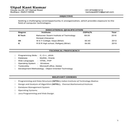 Umang Gupta Resume | PDF