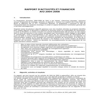 Utr. reporting on the activities vf