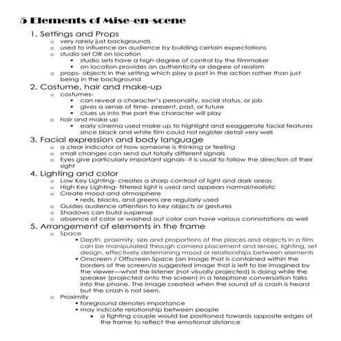 5 elements of mise en scene