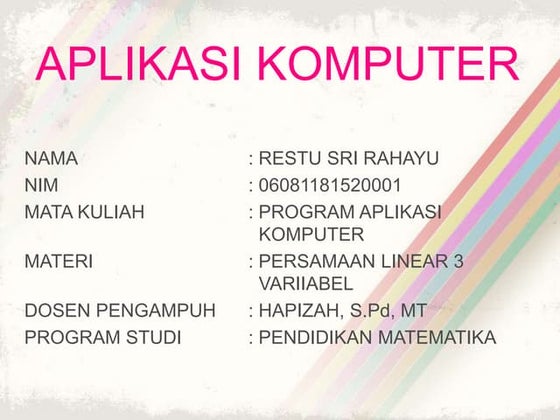 Power Point Sistem Persamaan Linear Tiga Variabel