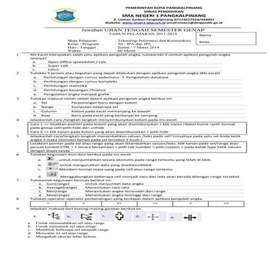 Uts genap xi 1314 dan jawaban