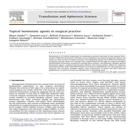 Topical hemostatic agents in surgical practice