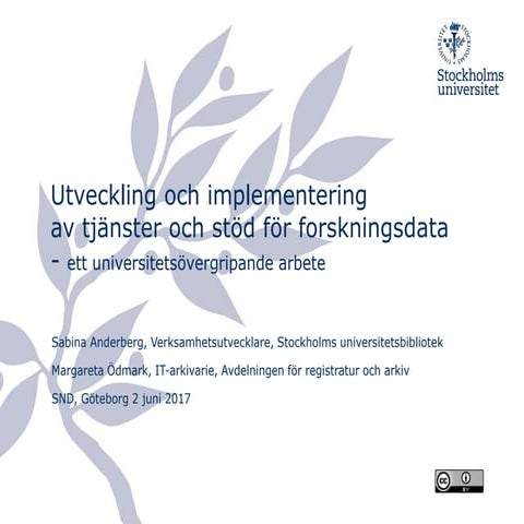 Utveckling och implementering av tjänster för forskningsdatastöd