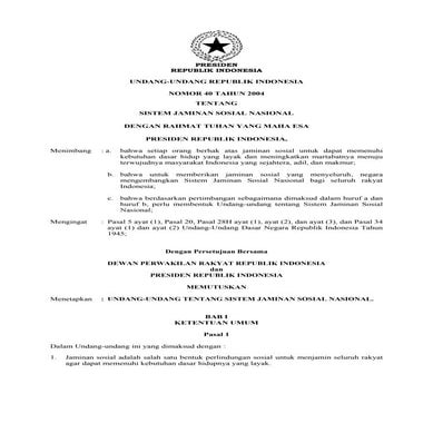 Undang_undang no 40 tahun 2004 tentang SJSN
