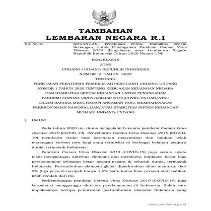 Lampiran Undang-Undang Nomor 2 Tahun 2020