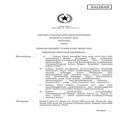 Uu no 06 tahun 2014
