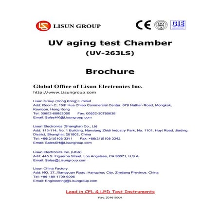 UV aging test Chamber