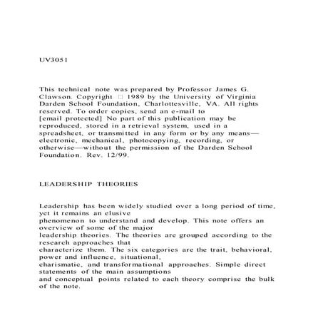 UV3051   This technical note was prepared by Professor