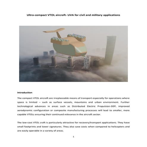 Ultra-compact VTOL aircraft- UVA for civil and military applications