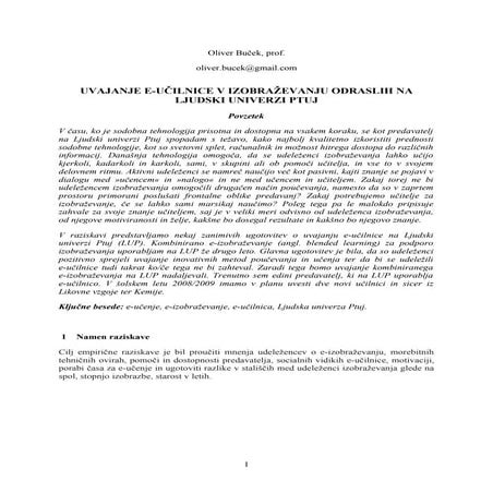 UVAJANJE E-UČILNICE V IZOBRAŽEVANJU ODRASLIH NA LJUDSKI UNIVERZI PTUJ
