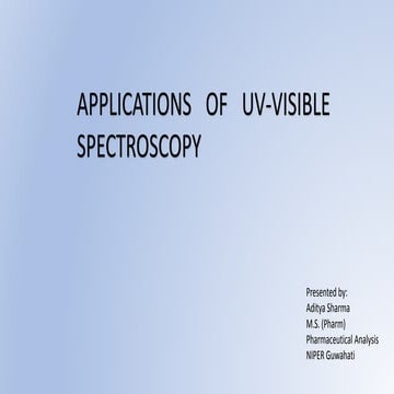 Applications of UV-Visible Spectroscopy ppt