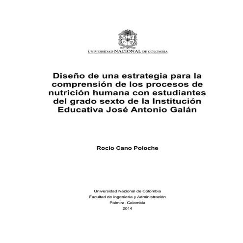 Las funciones de nutrición humana con estudiantes de grado sexto  