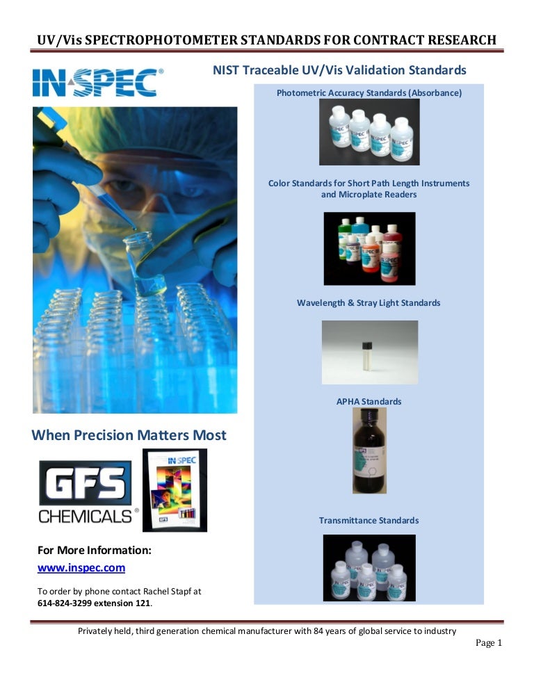 UV Vis Standards For Contract Research