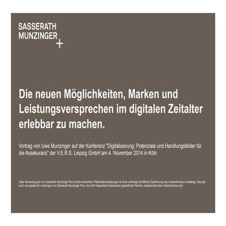 Uwe Munzinger, Sasserath Munzinger Plus, über die neuen Möglichkeiten für Ver...