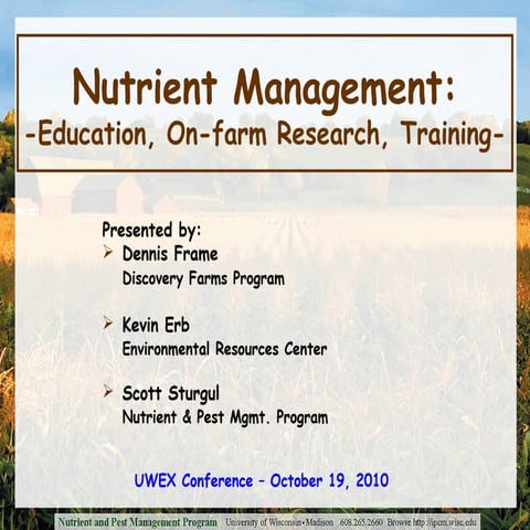 Nutrient Management: Education, On-farm Research, and Training