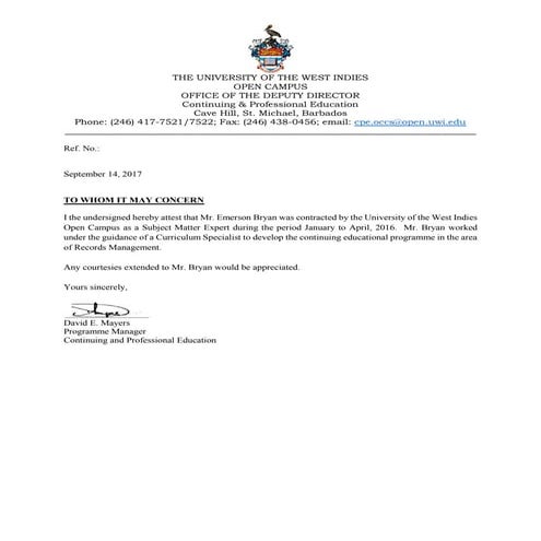 UWI OC Letter of Attestation 