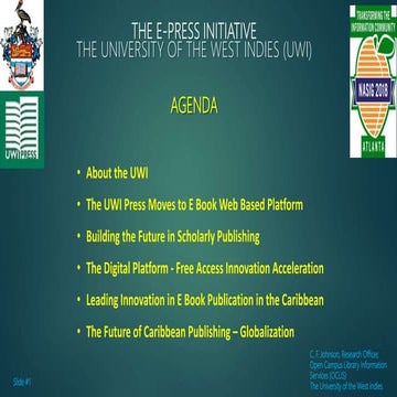 The University of the West Indies (UWI) e Book Initiative | PPT