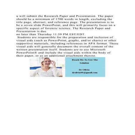 u will submit the Research Paper and Presentation. The paper should .docx