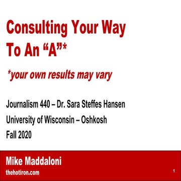 Mike Maddaloni 2020 Guest Lecture at University of Wisconsin – Oshkosh on Con...