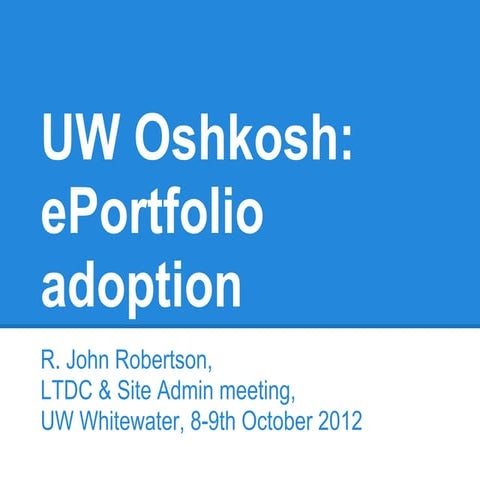 UW Oshkosh ePortfolio Oct 2012