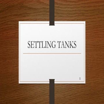 Sedimentation tanks in water treatment