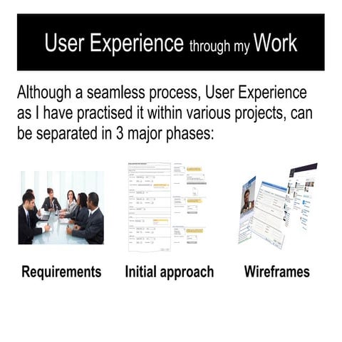 User Experience through My work