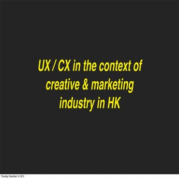 UX / CX in the context of creative & marketing industry