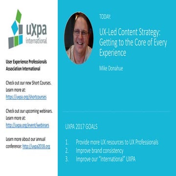 UX-led Content Strategy (UXPA webinar)