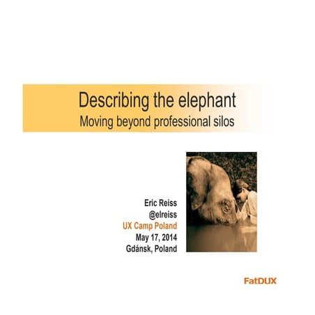 Describing the elephant. - Moving beyond professional silos when defining UX