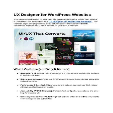 UX designer for WordPress websites improves SEO