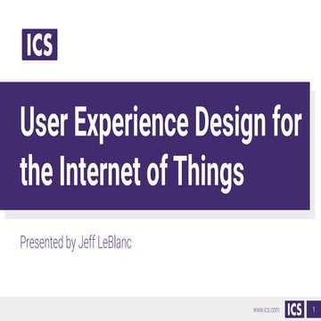 User Experience Design for IoT
