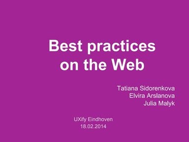 UXify Eindhoven: Best practices on the Web