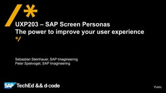 SAP TechEd SAP Screen Personas lecture session UXP203 