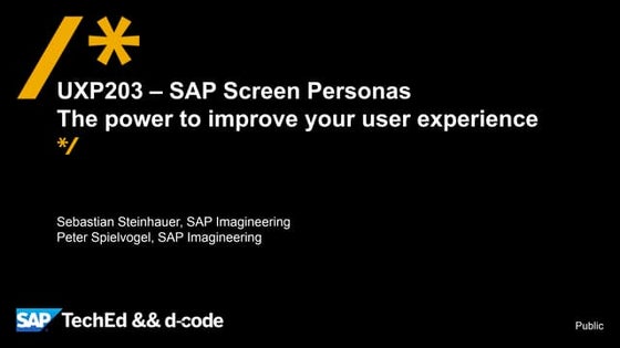 SAP TechEd SAP Screen Personas lecture session UXP203 