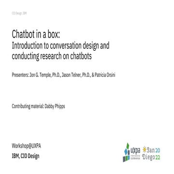 Workshop: Chatbot in a box - Introduction to conversation design and conducti...