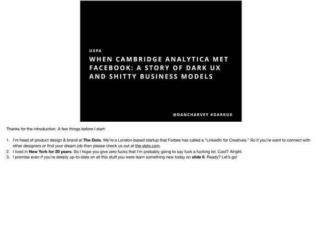 When Cambridge Analytica Met Facebook: A Story of Dark UX and Shitty Business...