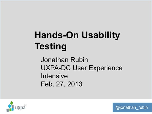 Hands on Usability Testing (Jonathan Rubin)
