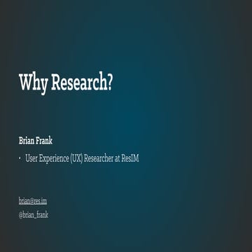Why Research? | UX Talks 001